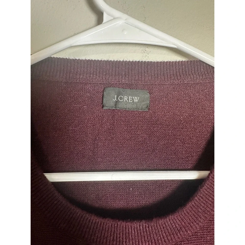 J.Crew Mens Burgundy 100% Cotton Crewneck Sweater H6060 Maroon Small FA20 - Picture 2 of 4